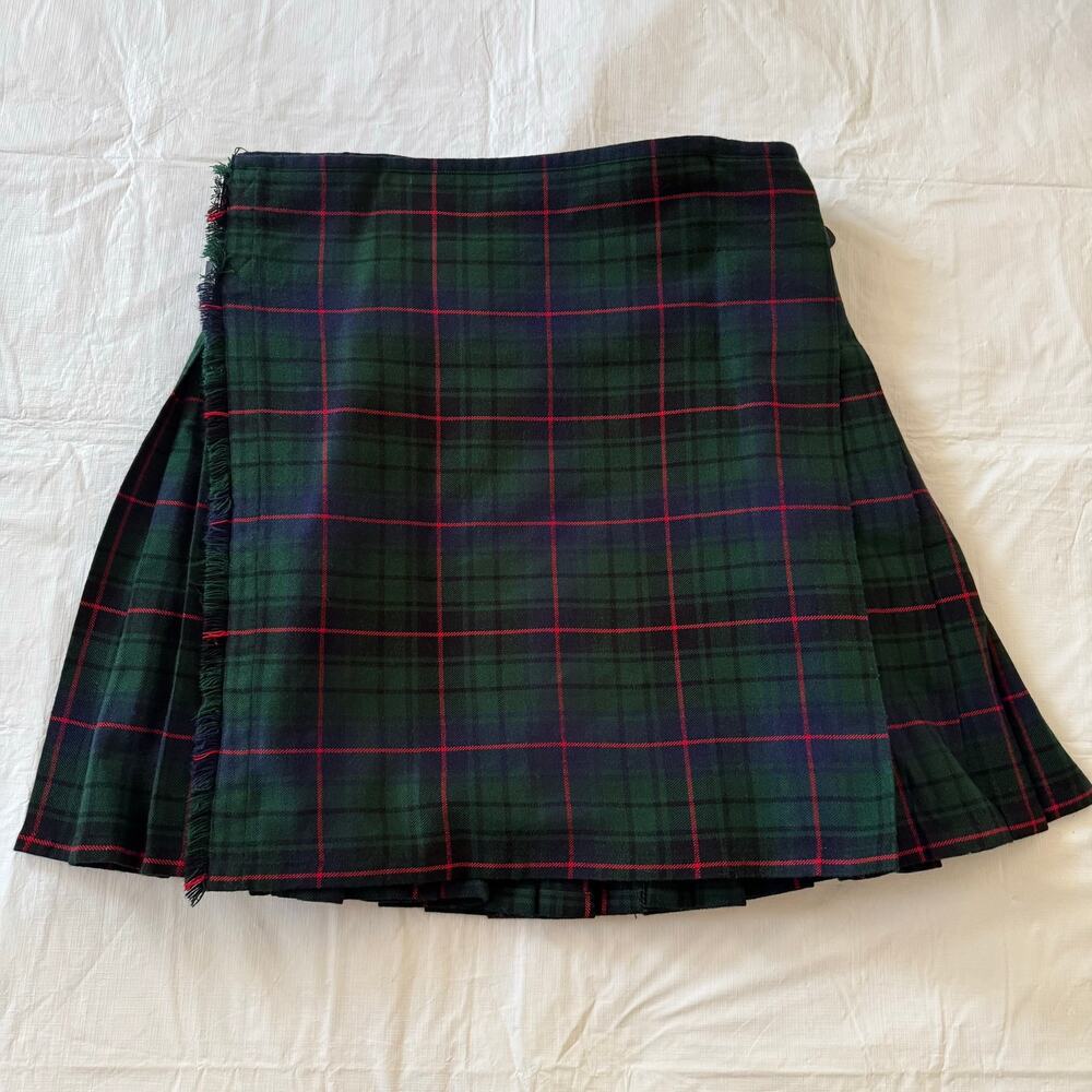 Scottish Kilt Shop Men Size 42 Acrylic Tartan Plaid Pleats Kilt Skirt Green Blue